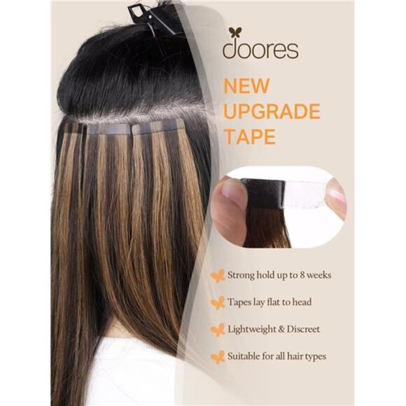 Tape in Hair Extensions Human Hair, Balayage Dark Brown to Chestnut main image 6